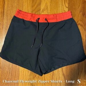 Charcoal Flyweight Zipper Shorts - Long Small S Zyia Activewear